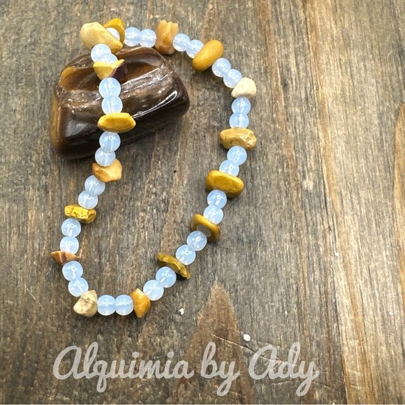 Alquimia Blue and Gold Necklace with Unique Bead Design Mookaite moonstone - Picture 1 of 1